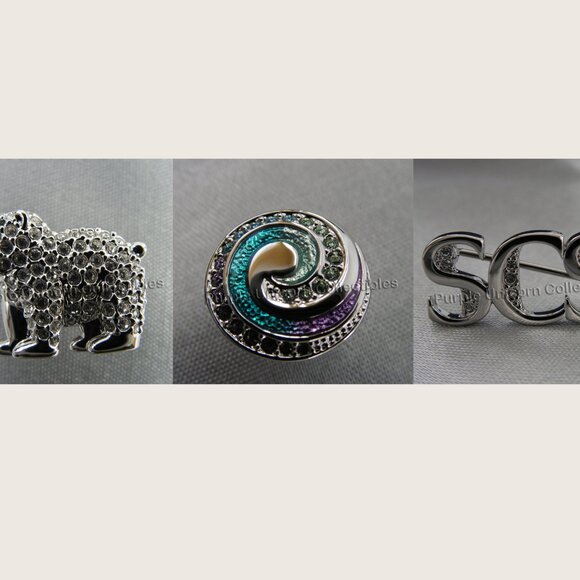 Swarovski Crystal Tac Pins Set of 3 SCS 2011-2012-2013 Events - Picture 1 of 4